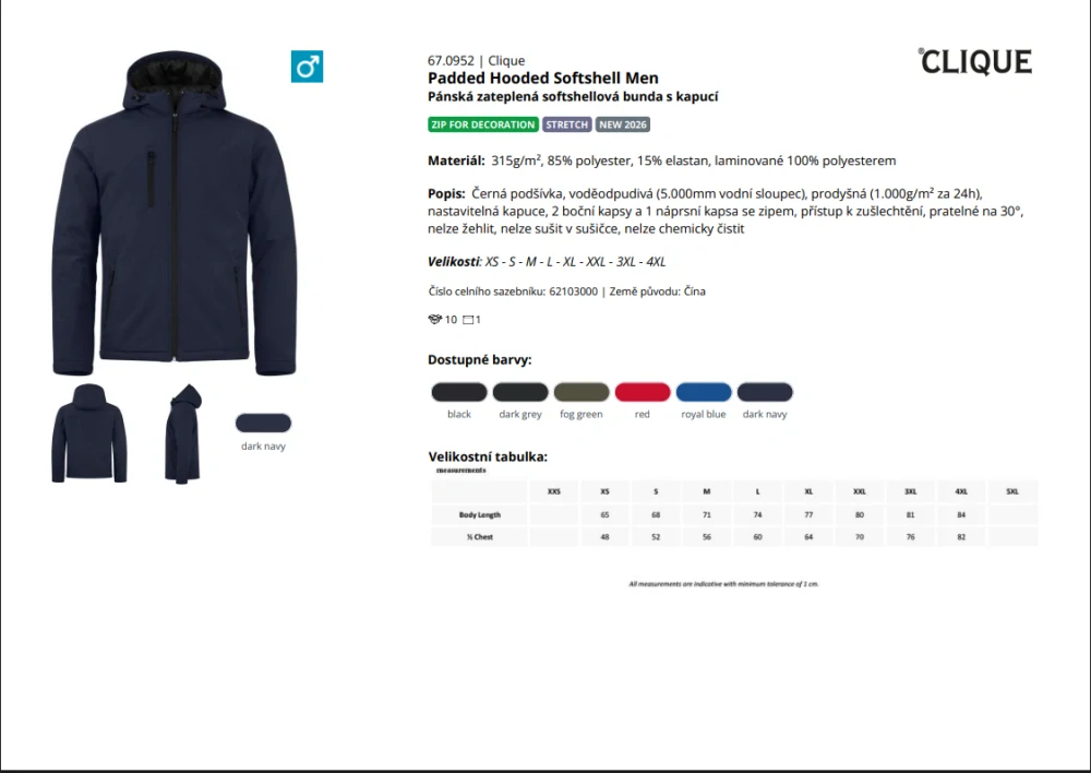 Padded Hooded Softshell Men